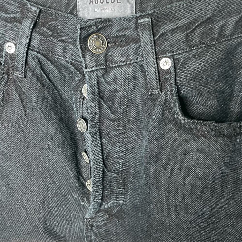 AGOLDE Jamie Classic High Rise Distressed Button Fly Jeans Black Plume Size 25 - Picture 3 of 10